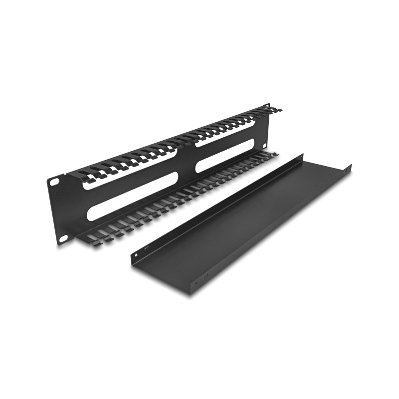 Delock 19″ 2 HE Kabelmanagement Rangierpanel mit 4 Öffnungen Metall schwarz