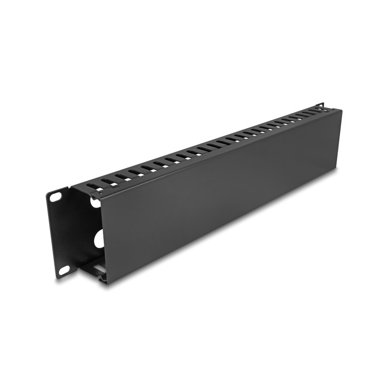 Delock 19″ 2 HE Kabelmanagement Rangierpanel mit 4 Öffnungen Metall schwarz