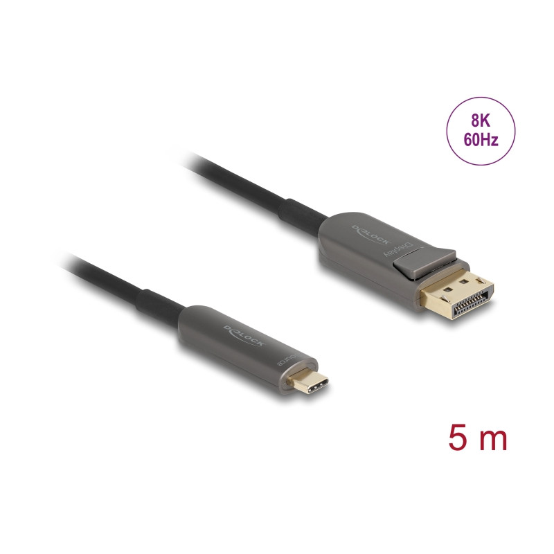 Delock Aktives Optisches Kabel USB Type-C™ zu DisplayPort 8K 60 Hz 40 Gbps 5 m