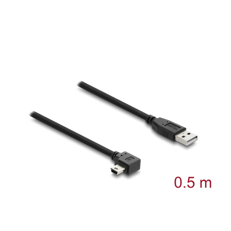 Delock USB 2.0 Kabel Typ-A Stecker zu Typ Mini-B Stecker rechts gewinkelt 0,5 m