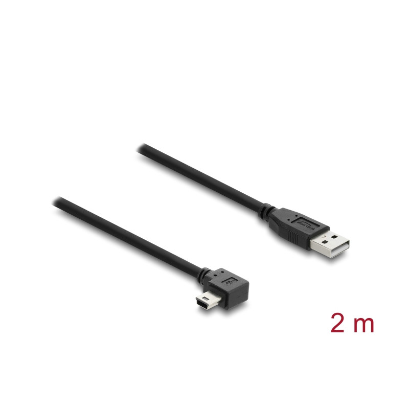 Delock USB 2.0 Kabel Typ-A Stecker zu Typ Mini-B Stecker rechts gewinkelt 2 m