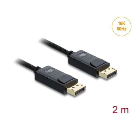 Delock Koaxiales DisplayPort Kabel 16K 60 Hz 80 Gbps mit Geflechtmantel 2 m