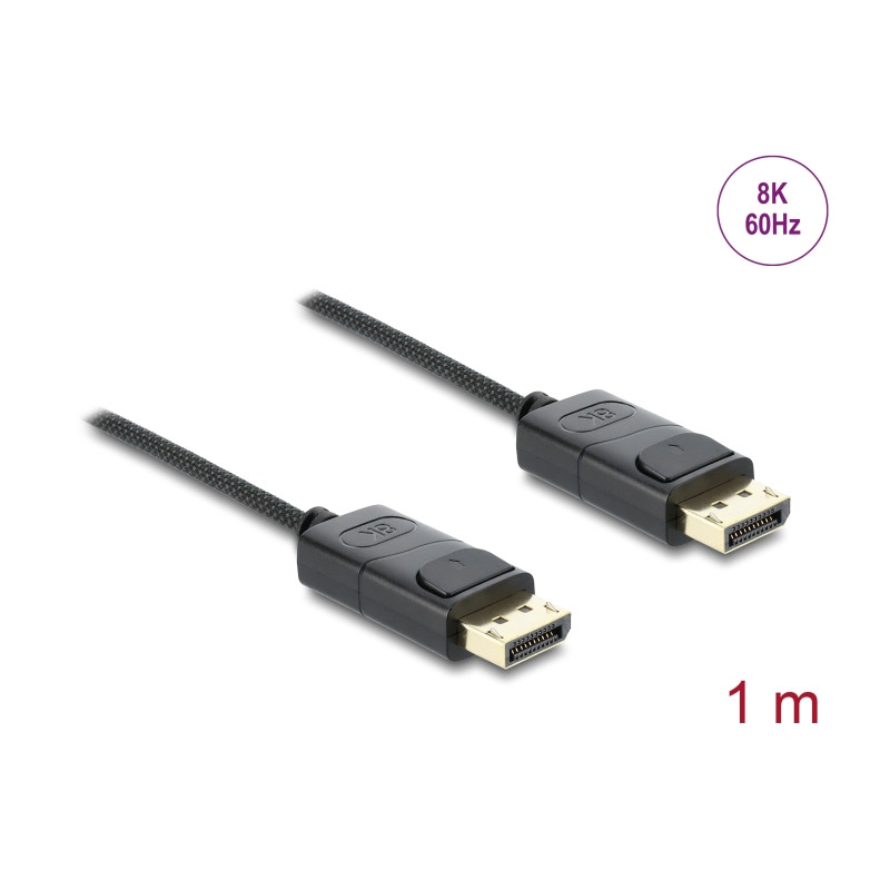 Delock Koaxiales DisplayPort Kabel 8K 60 Hz mit Geflechtmantel 1 m
