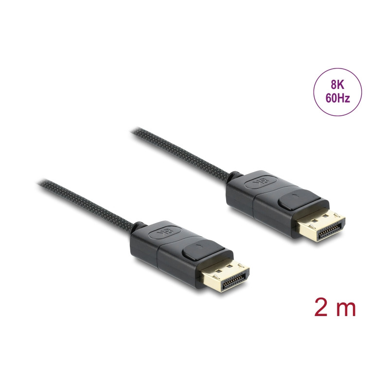 Delock Koaxiales DisplayPort Kabel 8K 60 Hz mit Geflechtmantel 2 m