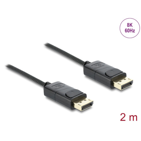 Delock Koaxiales DisplayPort Kabel 8K 60 Hz mit Geflechtmantel 2 m