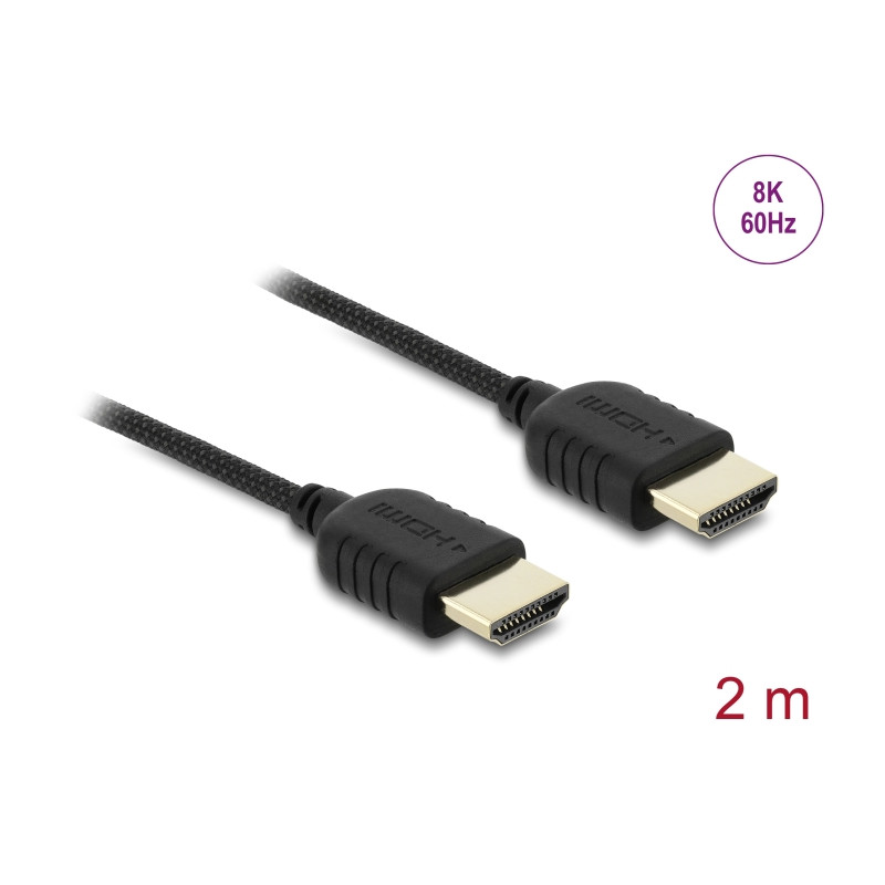Delock Koaxiales High Speed HDMI Kabel 8K 60 Hz 48 Gbps mit Geflechtmantel 2 m