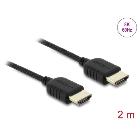Delock Koaxiales High Speed HDMI Kabel 8K 60 Hz 48 Gbps mit Geflechtmantel 2 m