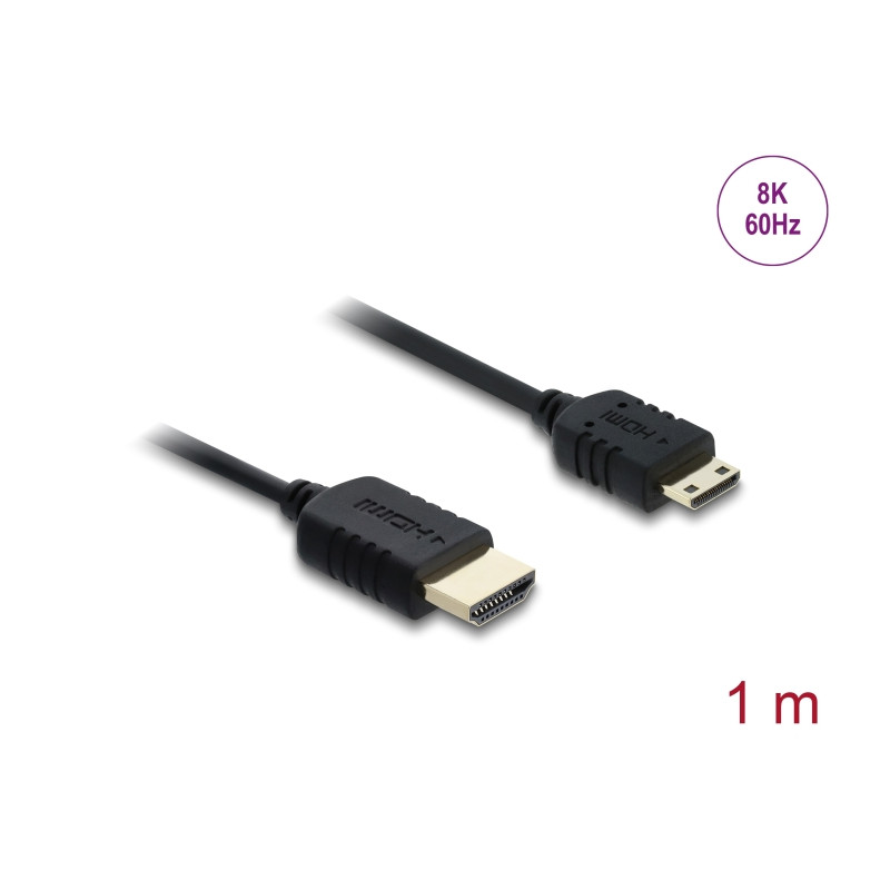 Delock Koaxiales High Speed HDMI Kabel HDMI Stecker zu Mini HDMI Stecker 8K 60 Hz 1 m