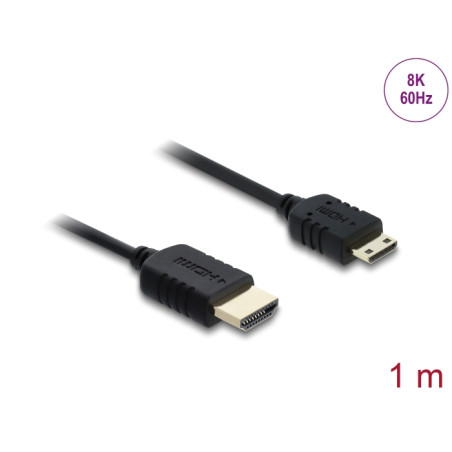 Delock Koaxiales High Speed HDMI Kabel HDMI Stecker zu Mini HDMI Stecker 8K 60 Hz 1 m