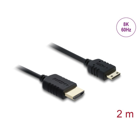 Delock Koaxiales High Speed HDMI Kabel HDMI Stecker zu Mini HDMI Stecker 8K 60 Hz 2 m