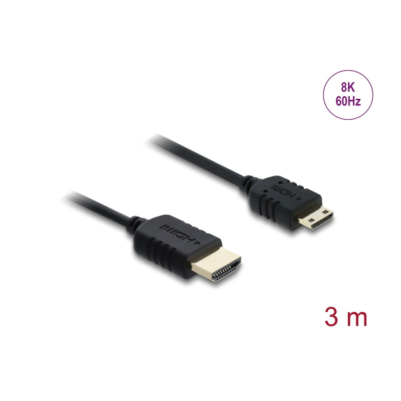 Delock Koaxiales High Speed HDMI Kabel HDMI Stecker zu Mini HDMI Stecker 8K 60 Hz 3 m