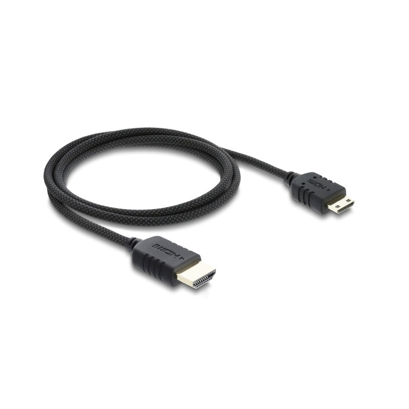 Delock Koaxiales High Speed HDMI Kabel HDMI Stecker zu Mini HDMI Stecker 8K 60 Hz mit Geflechtmantel 1 m