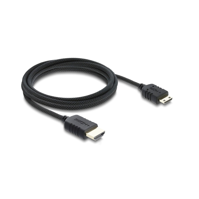 Delock Koaxiales High Speed HDMI Kabel HDMI Stecker zu Mini HDMI Stecker 8K 60 Hz mit Geflechtmantel 2 m