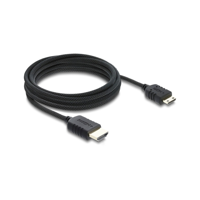 Delock Koaxiales High Speed HDMI Kabel HDMI Stecker zu Mini HDMI Stecker 8K 60 Hz mit Geflechtmantel 3 m