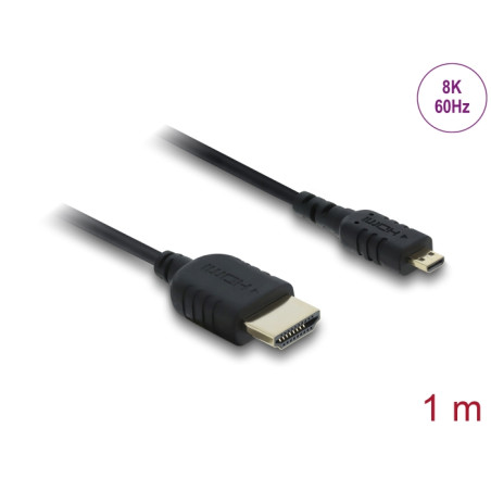 Delock Koaxiales High Speed HDMI Kabel HDMI Stecker zu Micro HDMI Stecker 8K 60 Hz 1 m