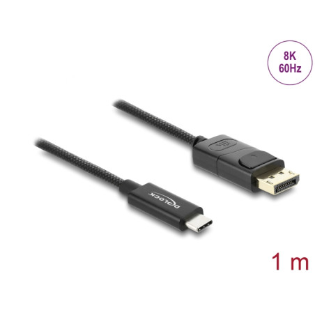 Delock Koaxiales USB Type-C™ zu DisplayPort Kabel (DP Alt Mode) 4K 60 Hz mit Geflechtmantel 1 m