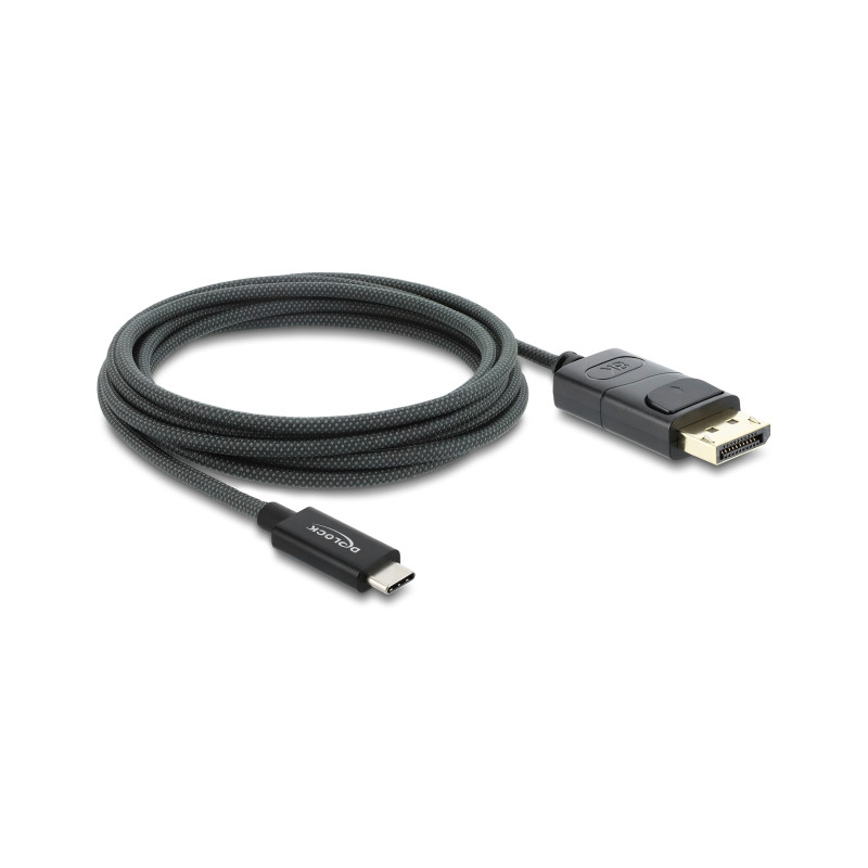 Delock Koaxiales USB Type-C™ zu DisplayPort Kabel (DP Alt Mode) 4K 60 Hz mit Geflechtmantel 2 m