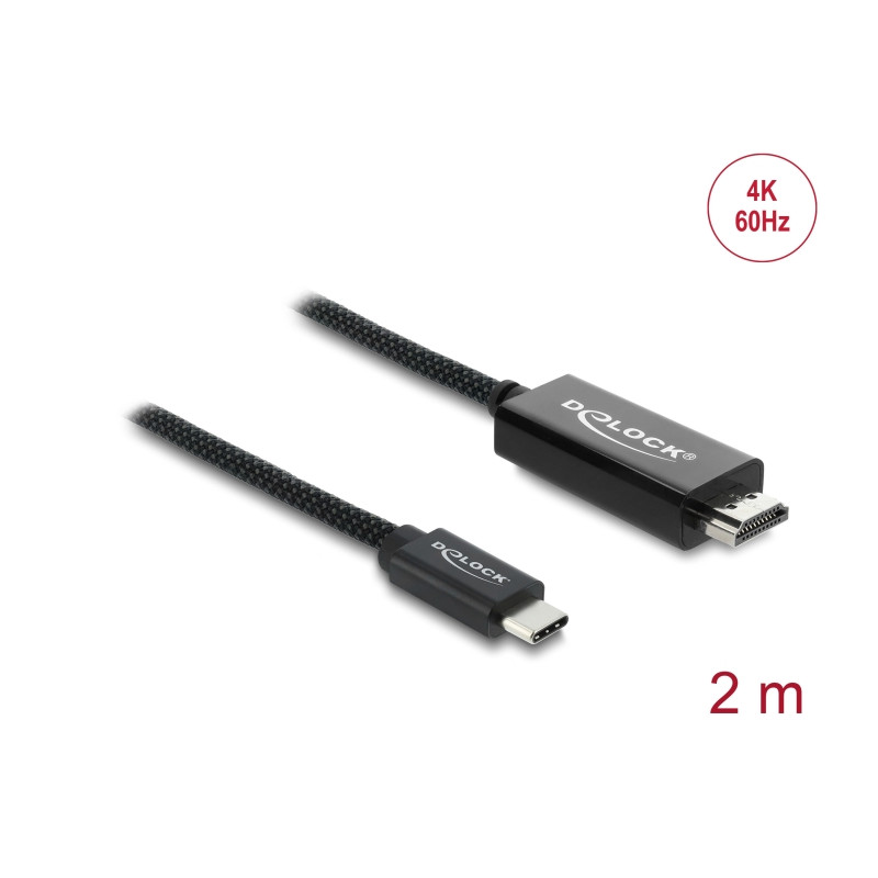 Delock Koaxiales USB Type-C™ zu HDMI Kabel (DP Alt Mode) 4K 60 Hz mit Geflechtmantel 2 m