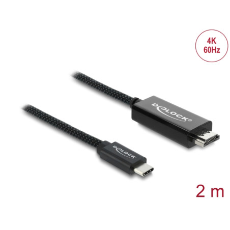 Delock Koaxiales USB Type-C™ zu HDMI Kabel (DP Alt Mode) 4K 60 Hz mit Geflechtmantel 2 m