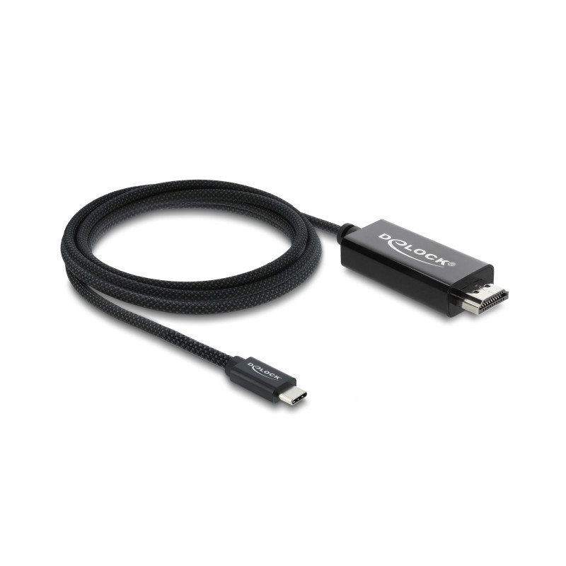 Delock Koaxiales USB Type-C™ zu HDMI Kabel (DP Alt Mode) 4K 60 Hz mit Geflechtmantel 2 m