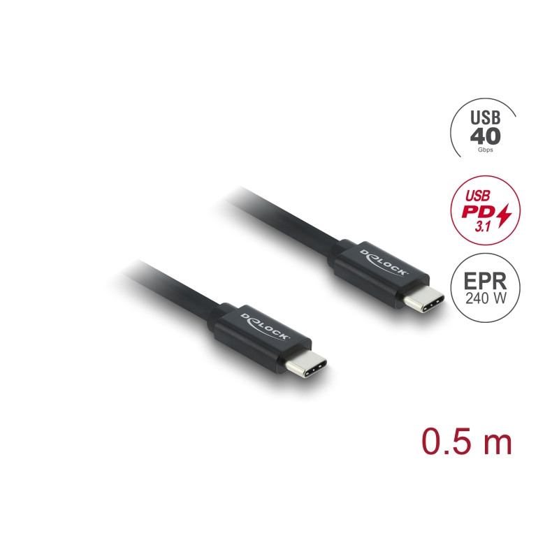 Delock Koaxiales USB 40 Gbps Kabel USB PD 3.1 240 W 0,5 m