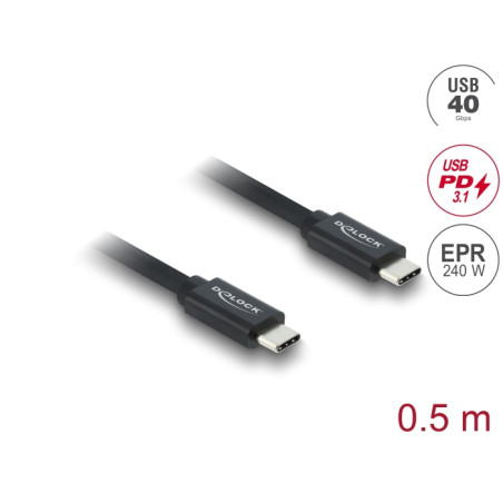 Delock Koaxiales USB 40 Gbps Kabel USB PD 3.1 240 W 0,5 m