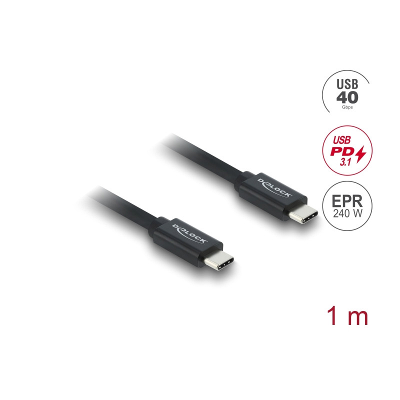 Delock Koaxiales USB 40 Gbps Kabel USB PD 3.1 240 W 1 m