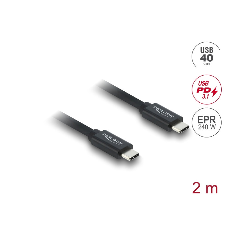 Delock Koaxiales USB 40 Gbps Kabel USB PD 3.1 240 W 2 m