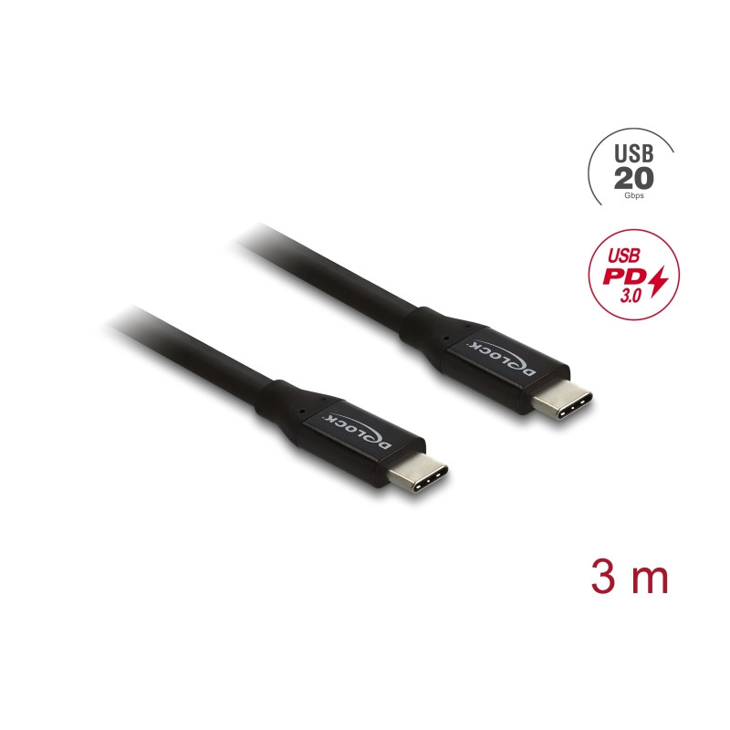 Delock Koaxiales USB 20 Gbps Kabel USB PD 3.0 60 W 3 m