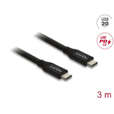 Delock Koaxiales USB 20 Gbps Kabel USB PD 3.0 60 W 3 m