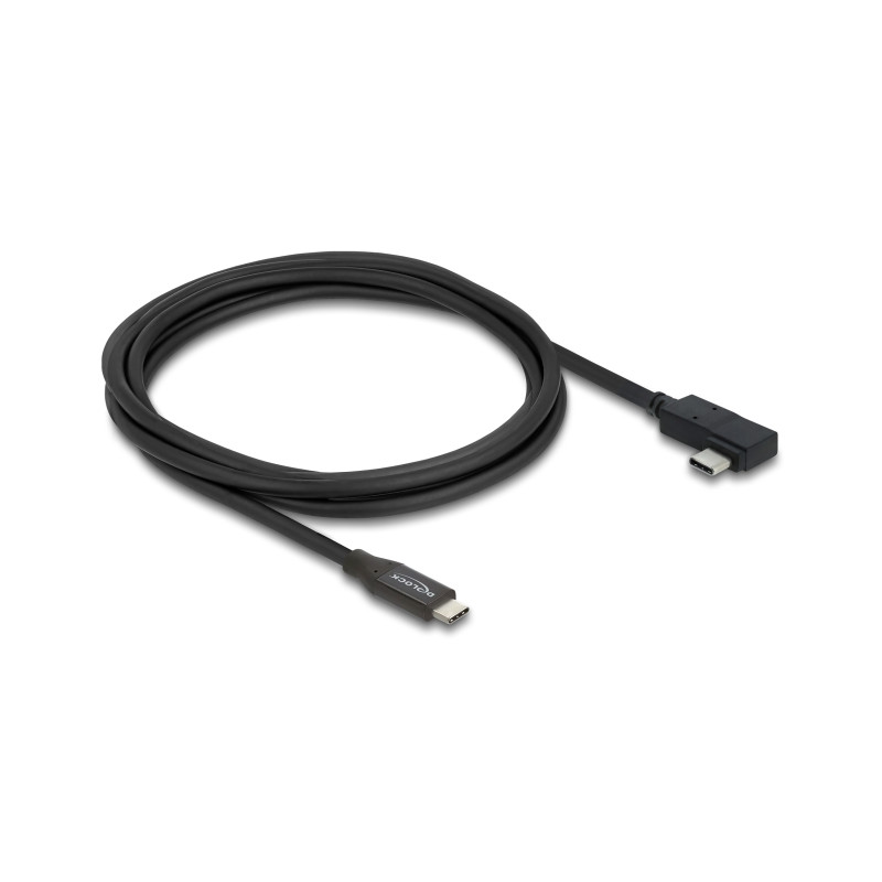 Delock Koaxiales USB 40 Gbps Kabel gewinkelt links / rechts USB PD 3.1 240 W 2 m