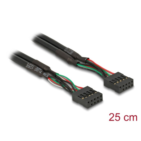 Delock Kabel USB 2.0 Pfostenbuchse 2,54 mm 10 Pin zu USB 2.0 Pfostenbuchse 2,54 mm 10 Pin 25 cm