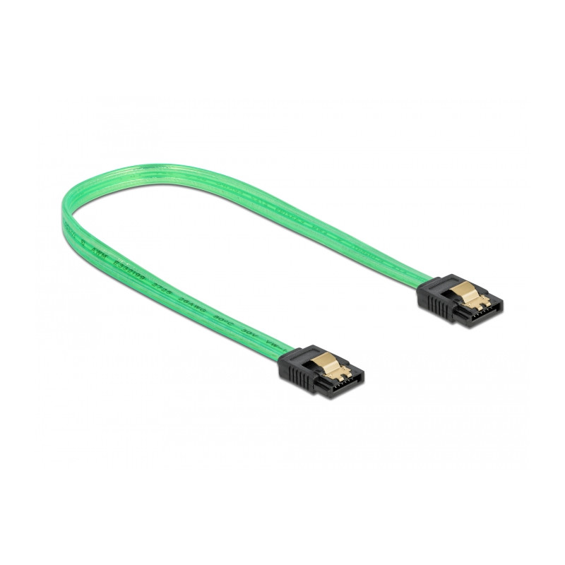 Delock SATA 6 Gb/s Kabel UV Leuchteffekt grün 30 cm