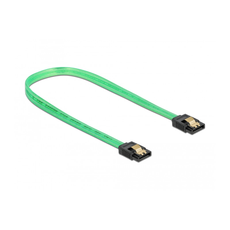 Delock SATA 6 Gb/s Kabel UV Leuchteffekt grün 50 cm