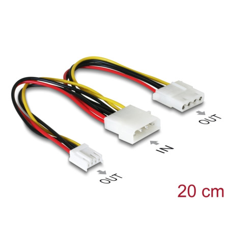 Delock Powerkabel Molex 4pin Stecker zu Molex 4pin Buchse und 4 Pin Floppy