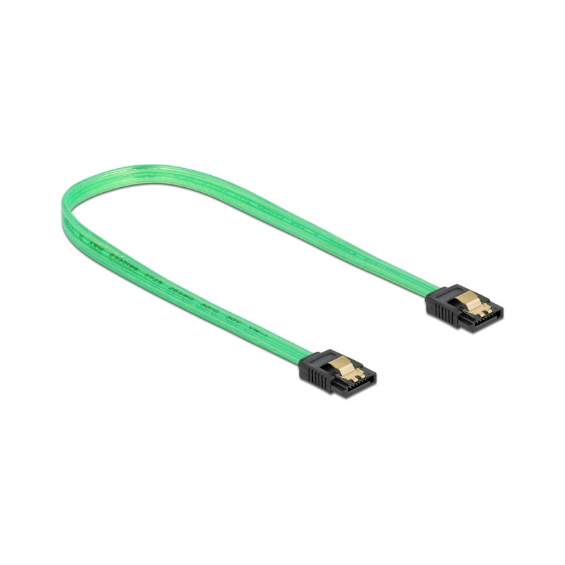 Delock SATA 6 Gb/s Kabel UV Leuchteffekt grün 70 cm