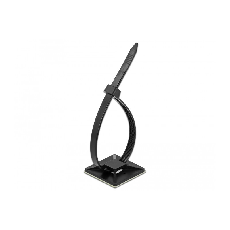 Delock Befestigungssockel 40 x 40 mm mit Kabelbinder L 250 x B 7,2 mm schwarz