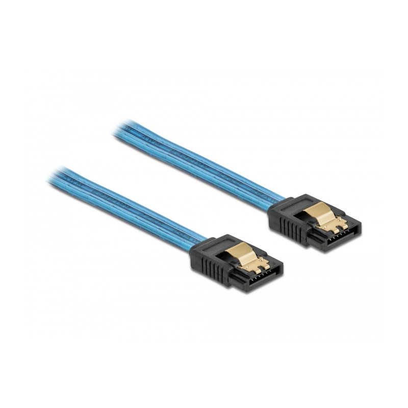 Delock SATA 6 Gb/s Kabel UV Leuchteffekt blau 20 cm