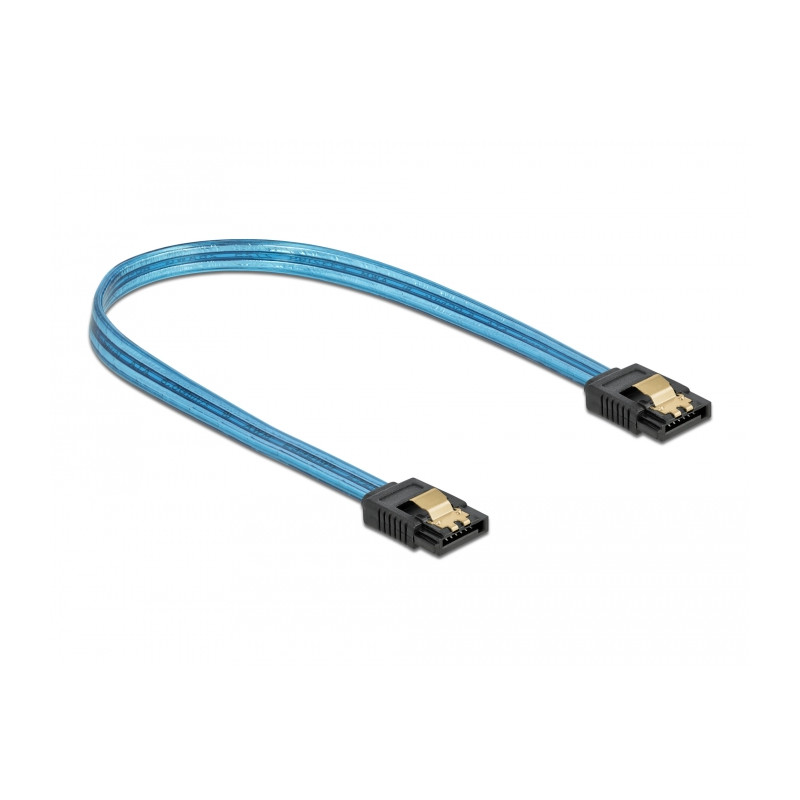 Delock SATA 6 Gb/s Kabel UV Leuchteffekt blau 20 cm