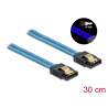 Delock SATA 6 Gb/s Kabel UV Leuchteffekt blau 30 cm