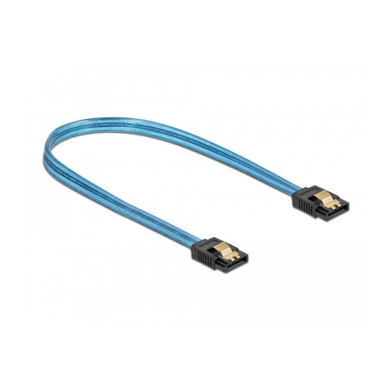Delock SATA 6 Gb/s Kabel UV Leuchteffekt blau 30 cm