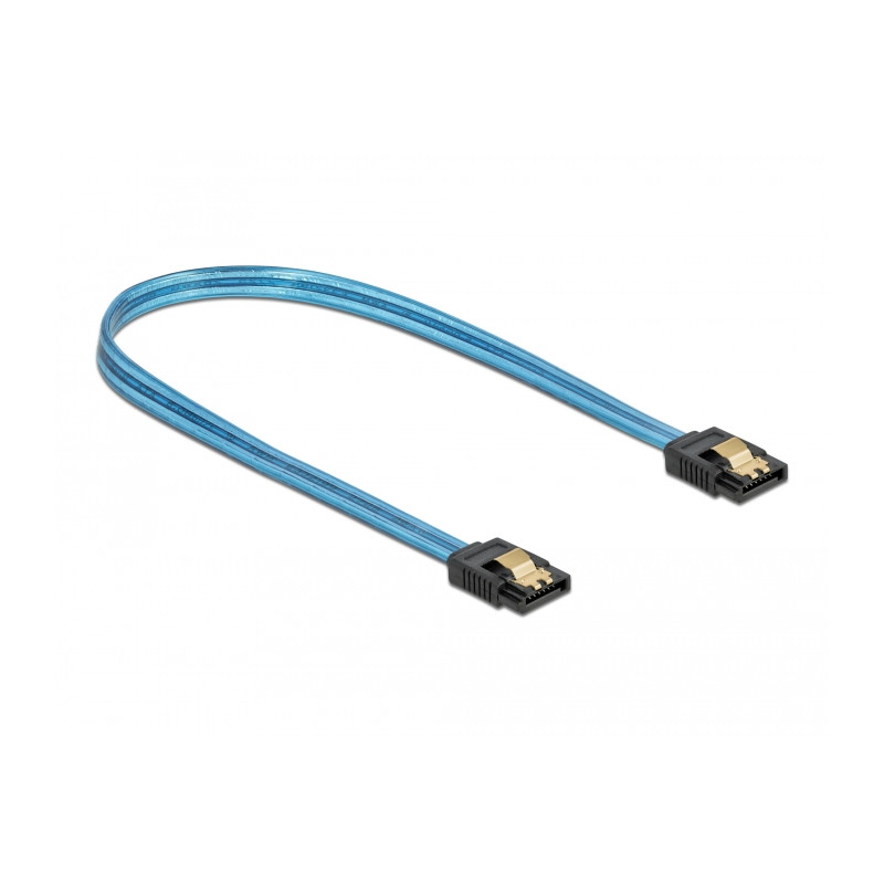 Delock SATA 6 Gb/s Kabel UV Leuchteffekt blau 50 cm