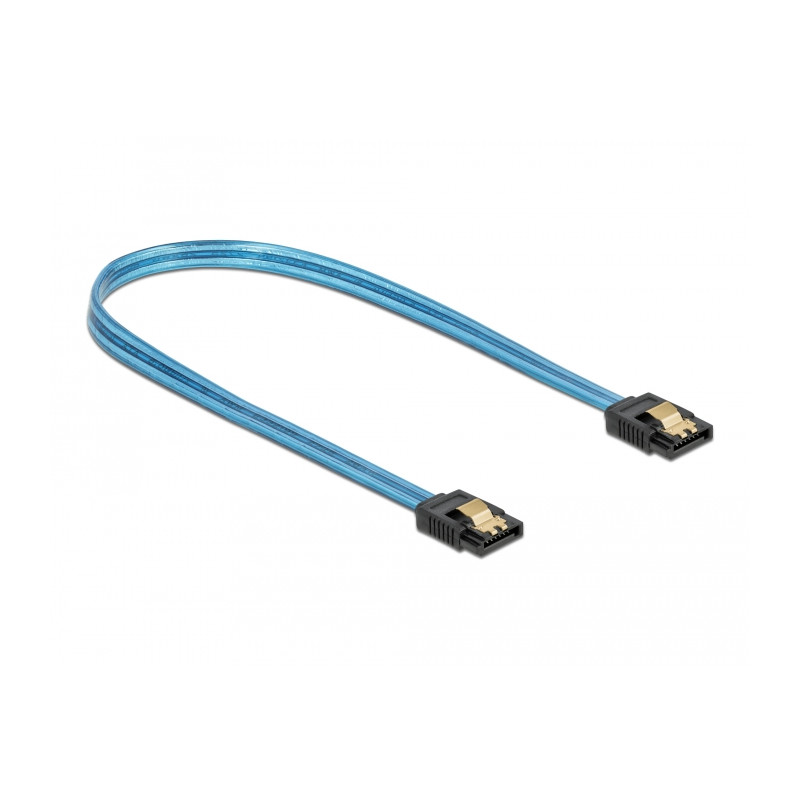 Delock SATA 6 Gb/s Kabel UV Leuchteffekt blau 70 cm