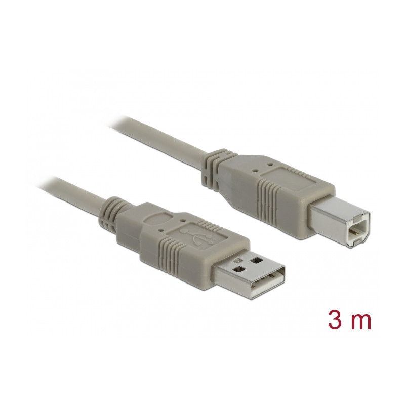 Delock Kabel USB 2.0 Typ-A Stecker - USB 2.0 Typ-B Stecker 3 m