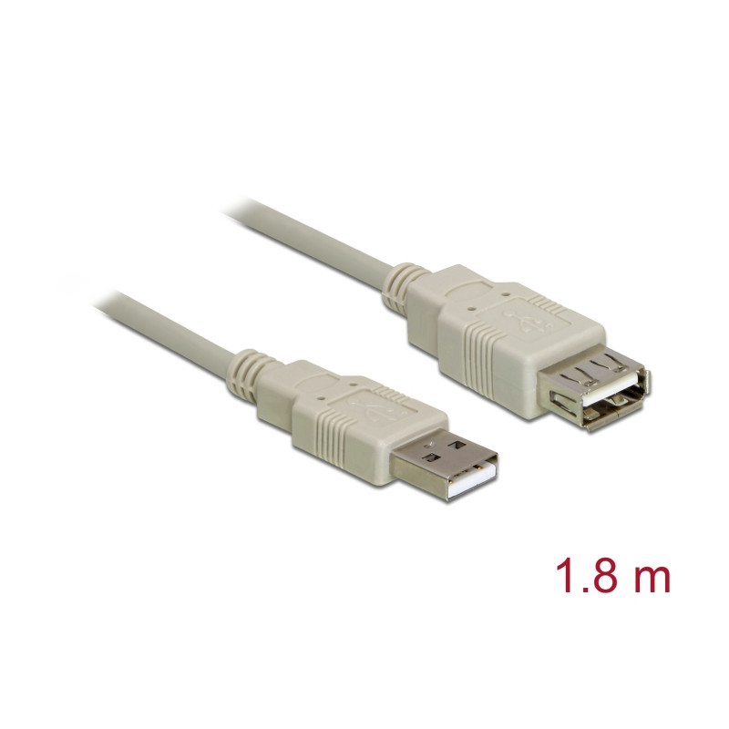 Delock Verlängerungskabel USB 2.0 Typ-A Stecker zu USB 2.0 Typ-A Buchse 1,8 m grau