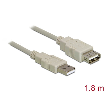 Delock Verlängerungskabel USB 2.0 Typ-A Stecker zu USB 2.0 Typ-A Buchse 1,8 m grau