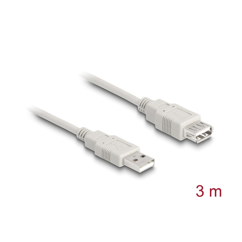 Delock Verlängerungskabel USB 2.0 Typ-A Stecker zu USB 2.0 Typ-A Buchse 3 m beige