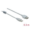 Delock Verlängerungskabel USB 2.0 Typ-A Stecker - USB 2.0 Typ-A Buchse 0,3 m transparent