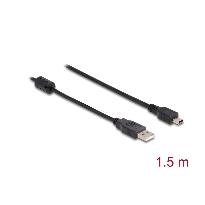 Delock Kabel USB 2.0 Typ-A Stecker - USB 2.0 Mini-B Stecker 1,5 m schwarz