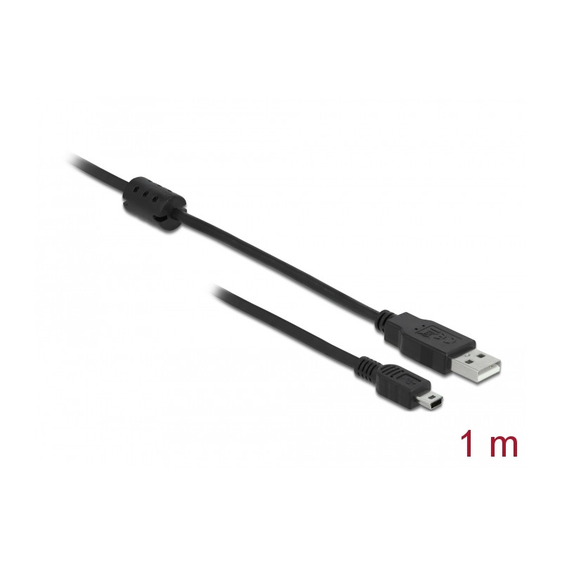 Delock USB 2.0 Kabel Typ-A Stecker zu USB 2.0 Mini-B Stecker 1 m schwarz